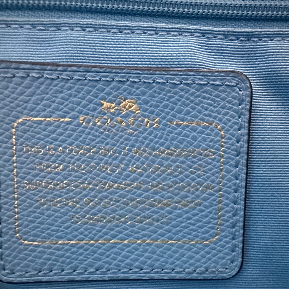 Coach Light Blue Leather Tote with Signature Tag - Picture 4 of 8